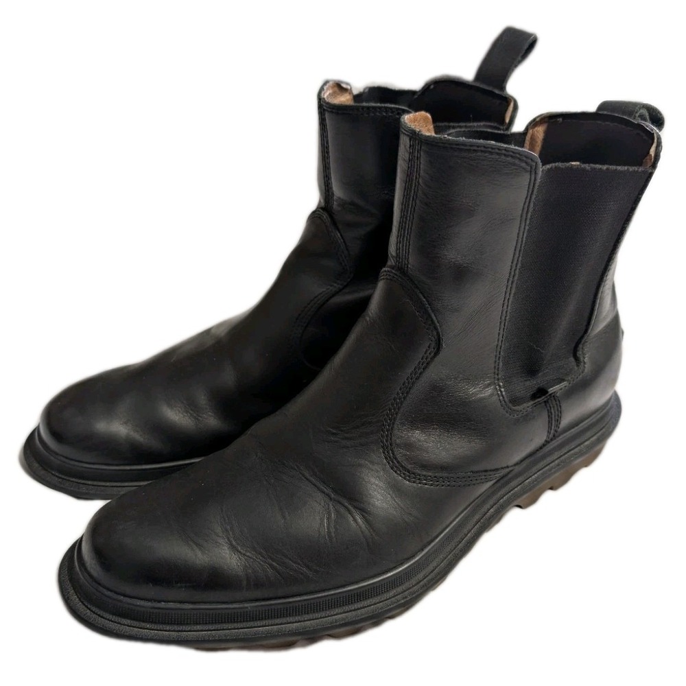 Sorel Ace Chelsea Boots Mens 10‎ Black Leather Waterproof Lug Sole Winter